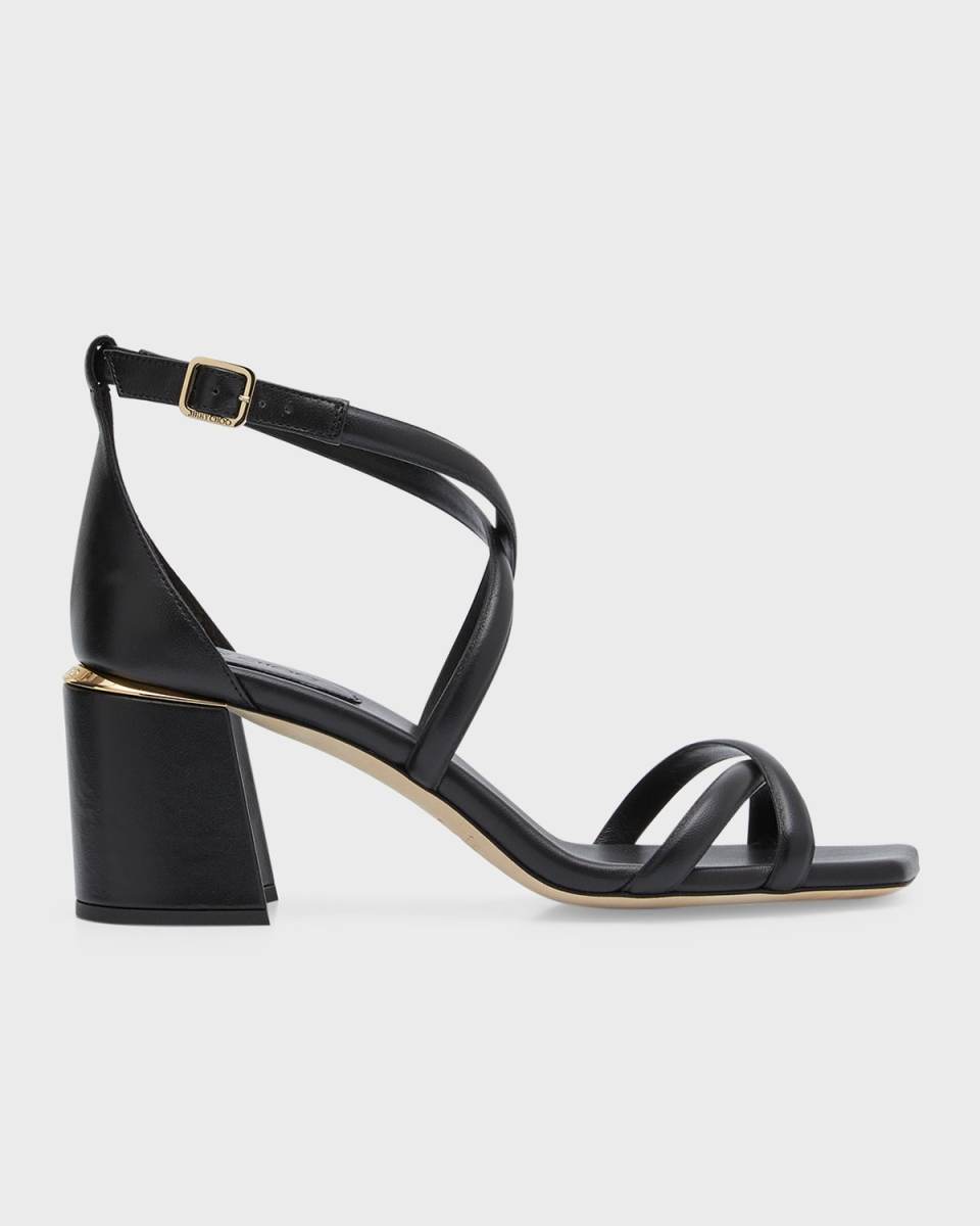 Rheea Leather Crisscross Block-Heel Sandals
